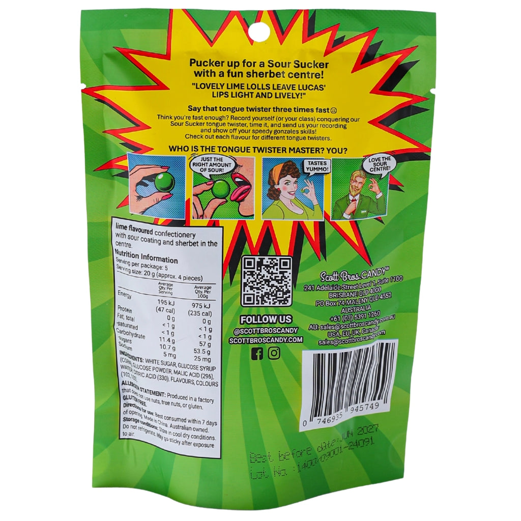 Sour Suckers Lime 100g
