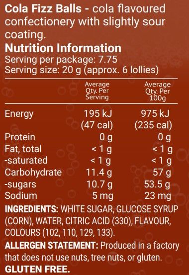 Cola Fizz Drops 155g
