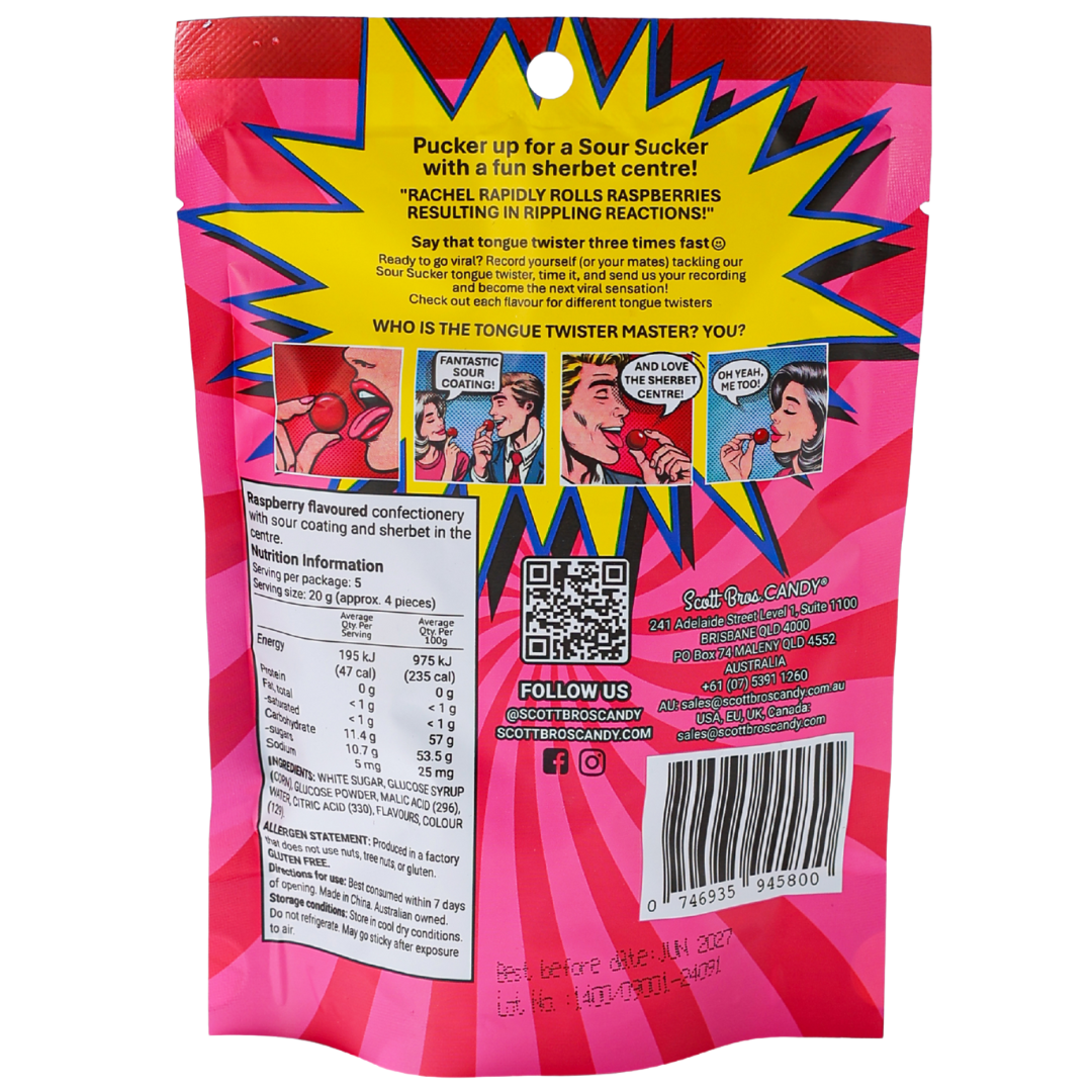 Sour Suckers Raspberry 100g